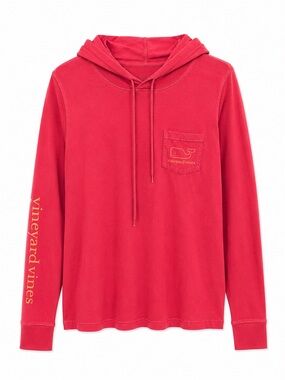 Vineyard Vines Pink Hooded Long Sleeve Pocket Tee Whale Logo Size Small